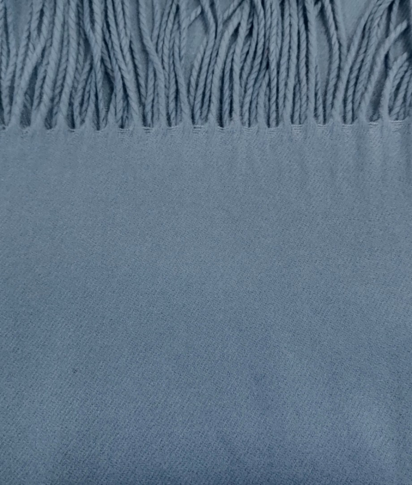 Denim blåt uld tørklæde med frynser