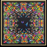 Stort kvadratisk Silke Tørklæde - Sort Kolibri