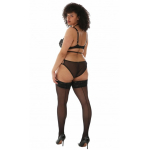 Plus size selvsiddende strømper Hold-Ups Black Jive i store størrelser