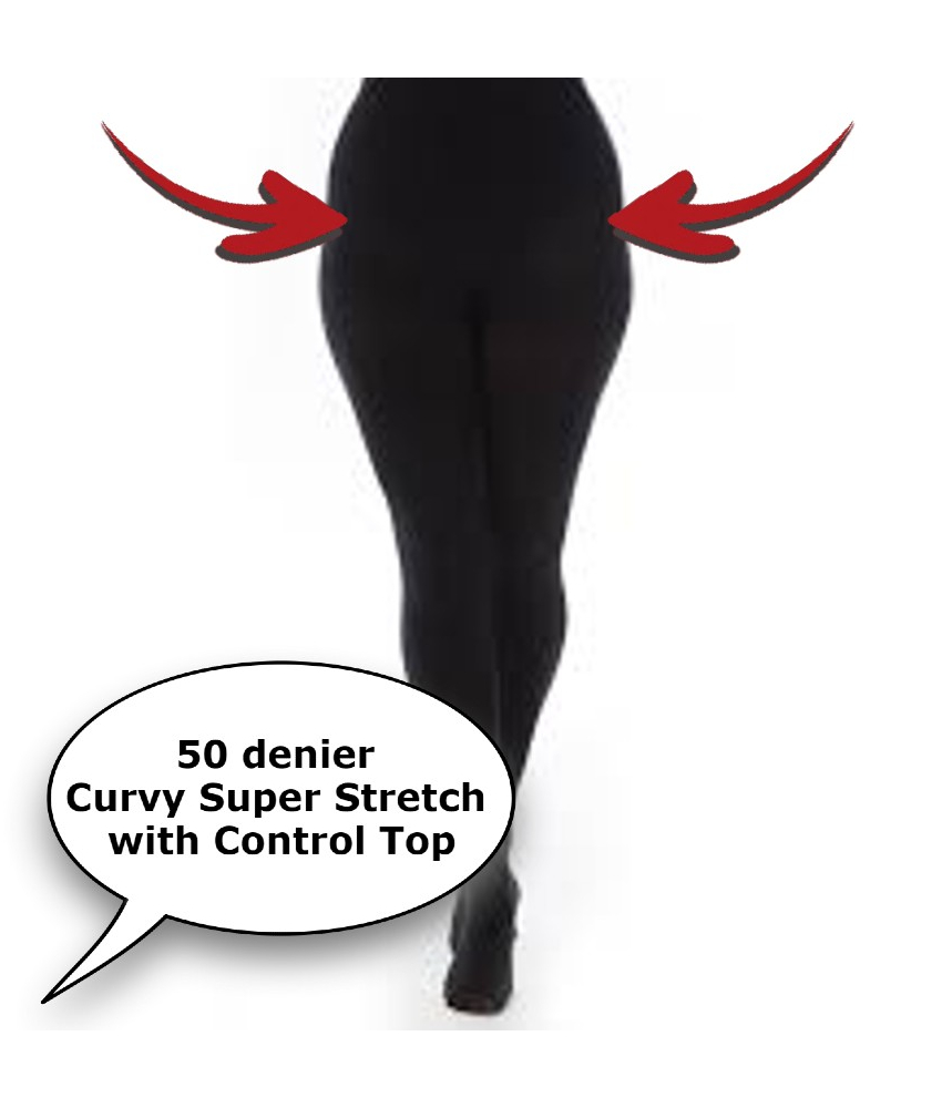 Black Curvy 50 Denier Control Top fra Pamela Mann