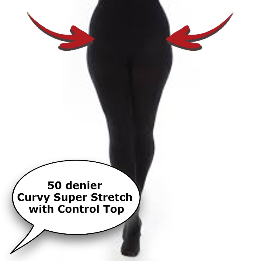 Black Curvy 50 Denier Control Top fra Pamela Mann