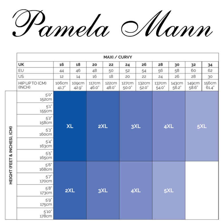 Størrelsesskema - strømpebukser i store størrelser fra Pamela Mann