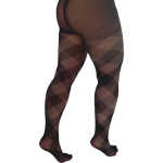 Diamond Check Black Curvy Super Stretch Strømpebukser i store størrelser