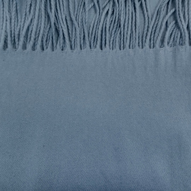 Denim blåt uld tørklæde med frynser