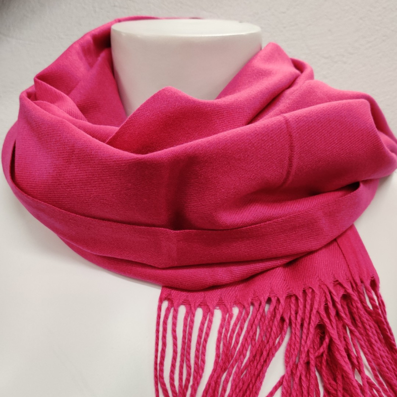 Billede af Uld Tørklæde med frynser - Pink