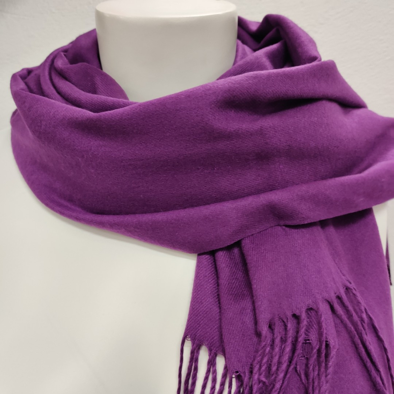 Billede af Uld Tørklæde med frynser - Purple