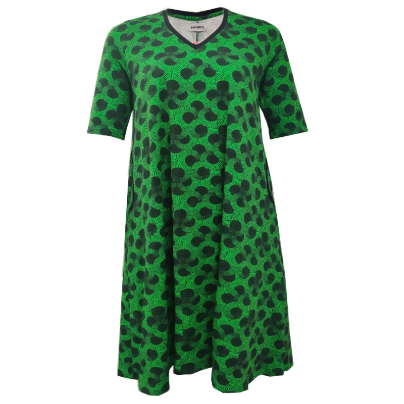 Løs Plus size kjole - Moon Green Spiral