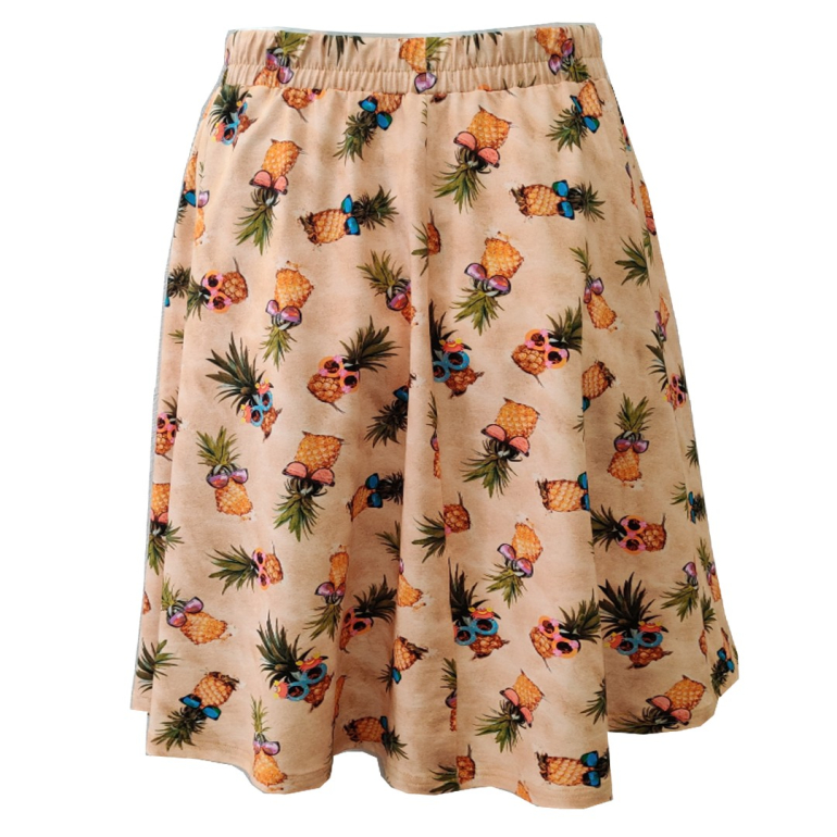 Kobe Sunny Pineapple. Plus size Nederdel i store størrelser fra Amamiko.
