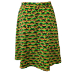 Kyoto Yellow Retro Flower. Midi Nederdel i store størrelser fra Amamiko.