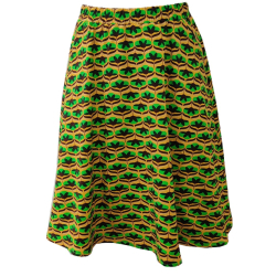 Kyoto Yellow Retro Flower. Midi Nederdel i store størrelser fra Amamiko.