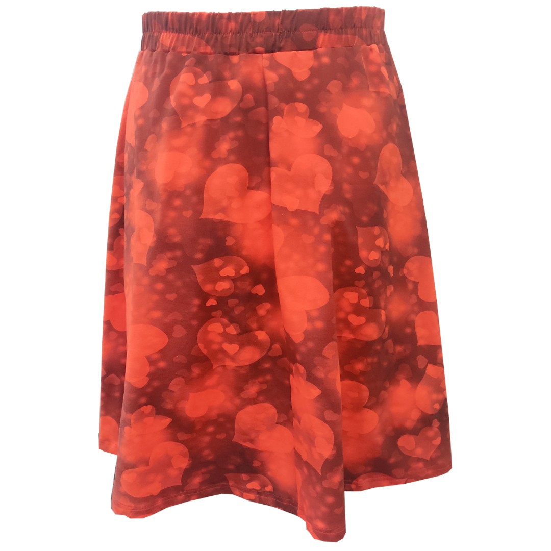 Kyoto Red Love. Midi Nederdel i store størrelser