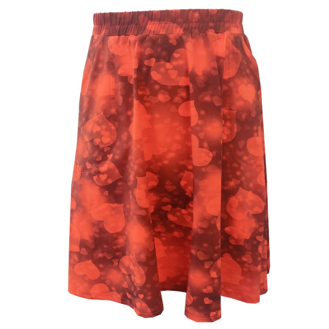 Kyoto Red Love. Midi Nederdel i store størrelser