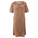 Trixia Retro Pearls Cognac. Plus size kjole med vandfald