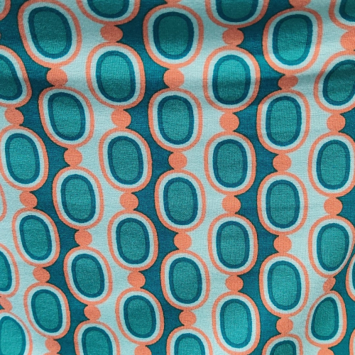 Trixia Retro Pearls Turquoise. Plus size kjole med vandfald