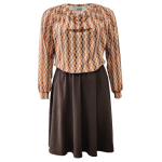 Natsu Retro Pearls Cognac. Plus size bluse med vandfald