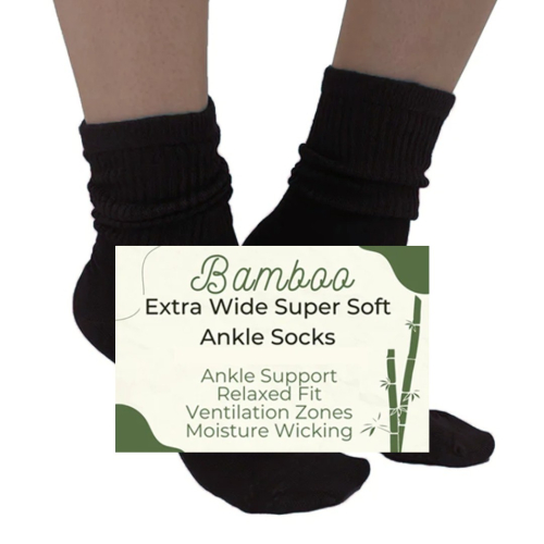 Sorte Bambus sokker med ekstra vidde fra Pamela Mann