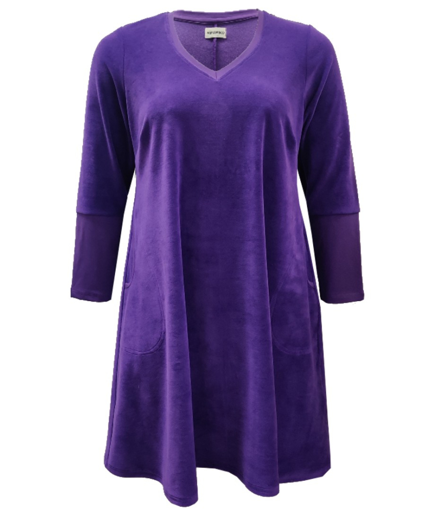 Plus size velour kjole - Tulla Purple Velvet