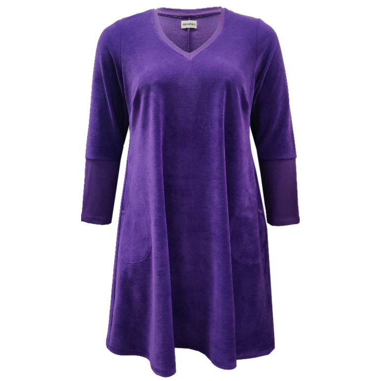 Plus size velour kjole - Tulla Purple Velvet