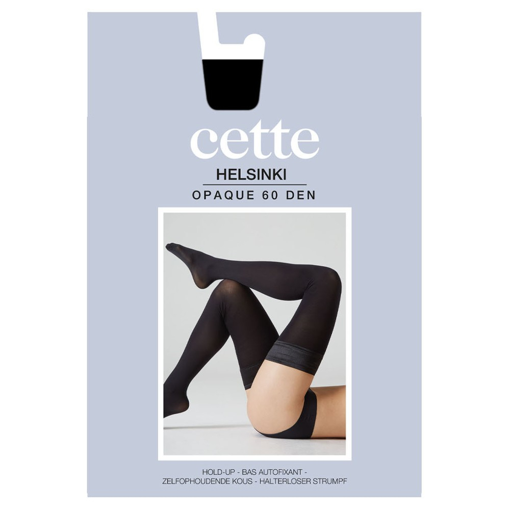 Sorte selvsiddende Plus Size strømper - Helsinki 60 denier