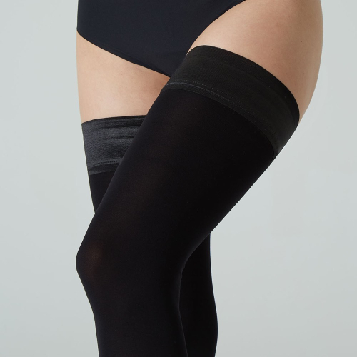 Sorte selvsiddende Plus Size strømper - Helsinki 60 denier