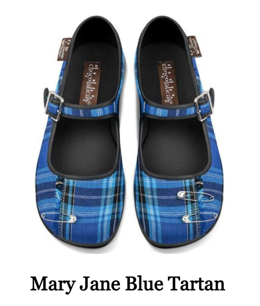 Blue Tartan Mary Jane Sko fra Hot Chocolate Design