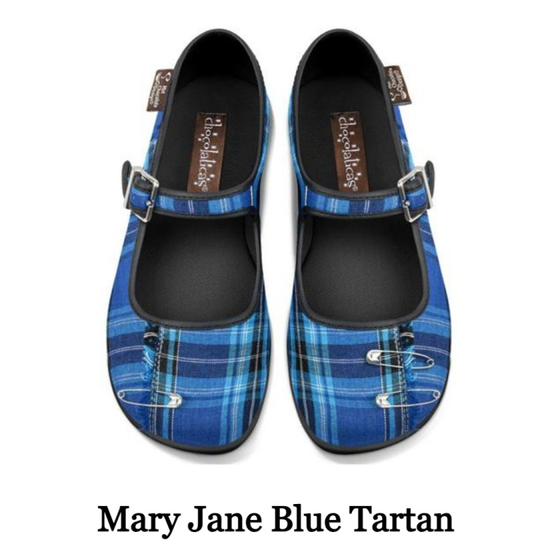 Billede af Blue Tartan Mary Jane Sko