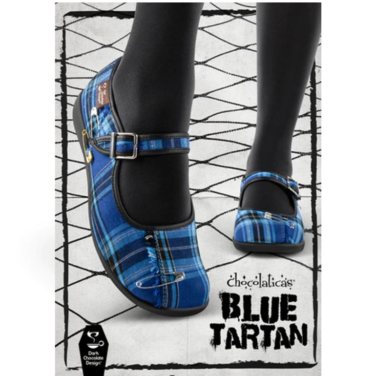 Blue Tartan Mary Jane Sko fra Hot Chocolate Design