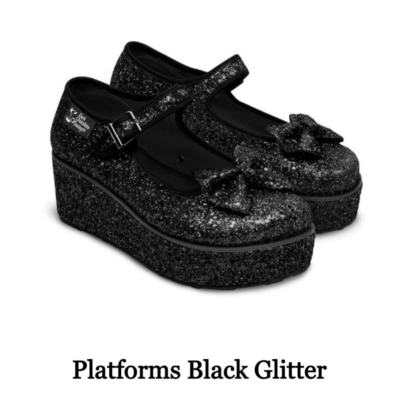 Billede af Black Glitter Platform Sko