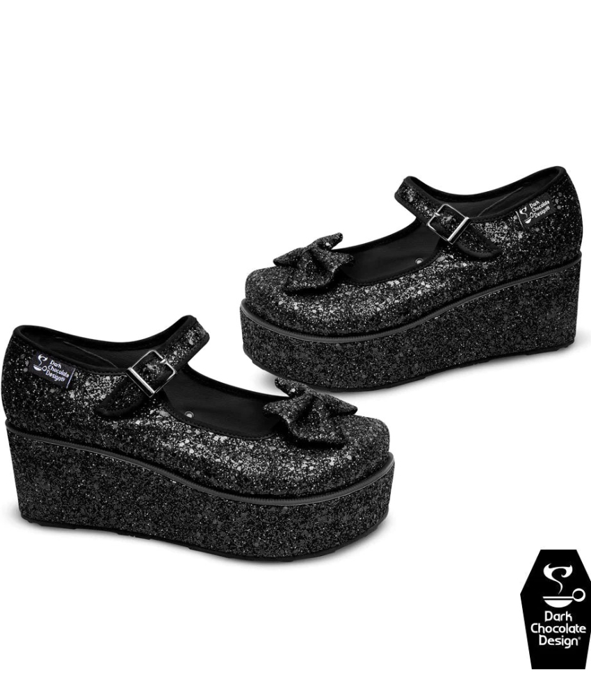 Black Glitter Platform Sko fra Hot Chocolate Design