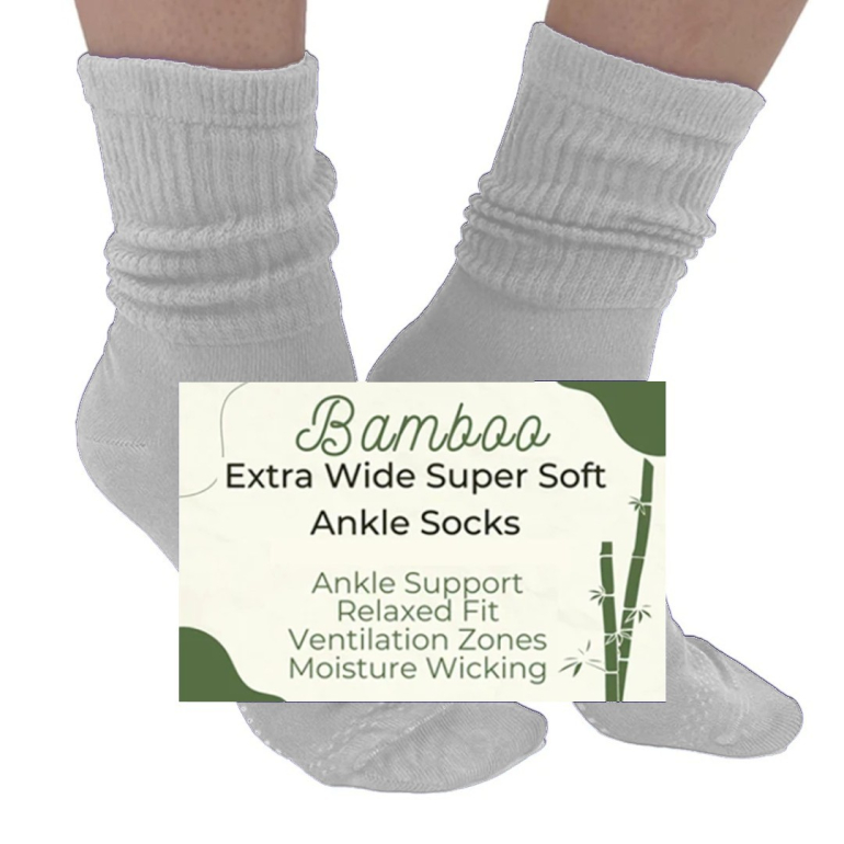 Hvide Bambus sokker med ekstra vidde fra Pamela Mann