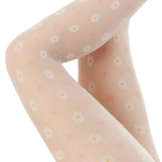 Offwhite strømpebukser med små blomster - 96375 fra Festival Strømper