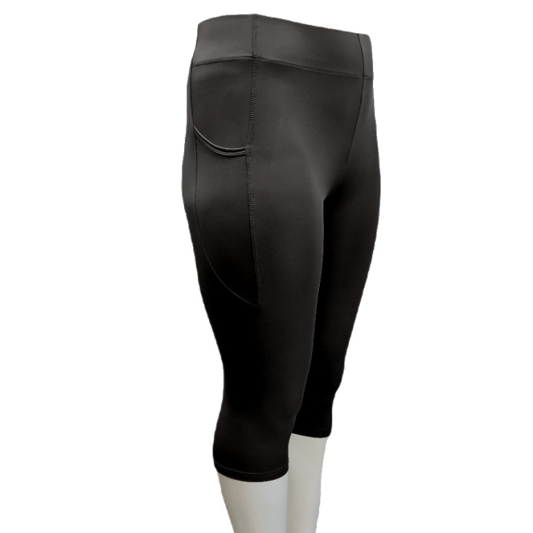 Sorte Plus size Capri leggings med lomme - Festival 550