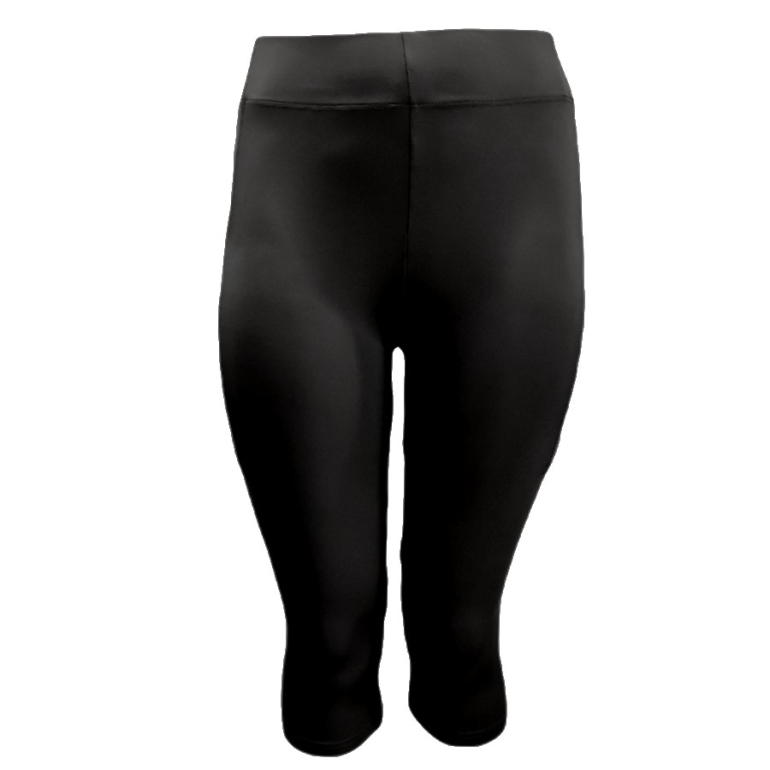 Sorte Plus size Capri leggings med lomme - Festival 550