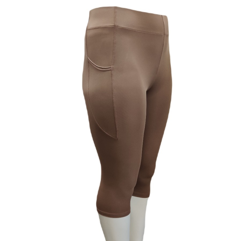 Billede af Sandfarvet Plus size Capri leggings med lomme - Festival 550