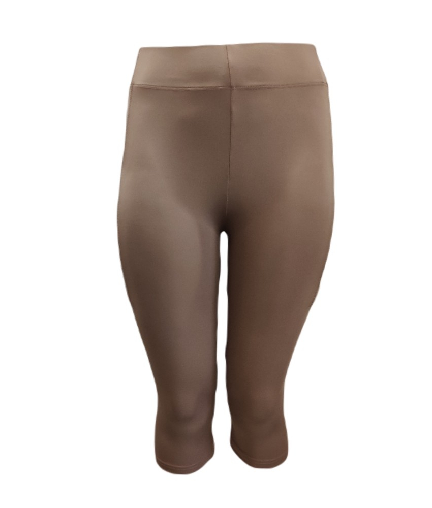 Sandfarvet Plus size Capri leggings med lomme - Festival 550 Pine Bark