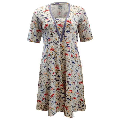 Cremefarvet plus size kjole med blomster. Ama Spring Flowers