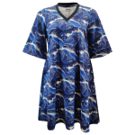 Blå plus size kjole med marmor mønster. Tulla Blue Marble