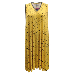 Gul plus size sommerkjole med sorte prikker. Moon Yellow Dot