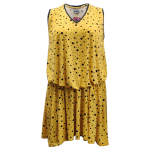 Gul plus size sommerkjole med sorte prikker. Moon Yellow Dot