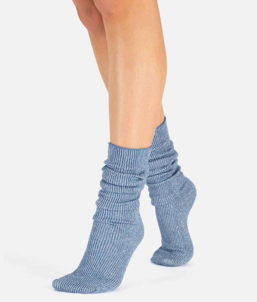 Glitter rib strømper - Blu Serenity fra CETTE
