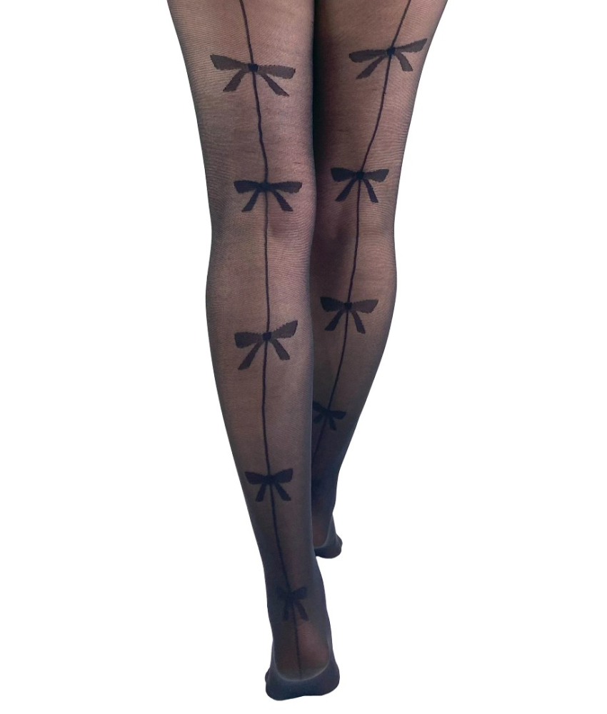 Black Bow Back Seam Retro PLUS SIZE Strømpebukser fra Pamela Mann