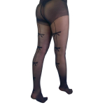 Black Bow Back Seam Retro PLUS SIZE Strømpebukser fra Pamela Mann