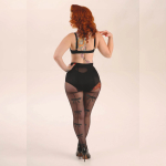 Black Bow Back Seam Retro PLUS SIZE Strømpebukser fra Pamela Mann