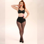 Black Bow Back Seam Retro PLUS SIZE Strømpebukser fra Pamela Mann