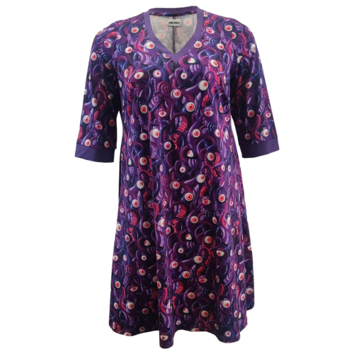 A-formet plus size kjole med lilla søuhyre. Tulla Purple Monster