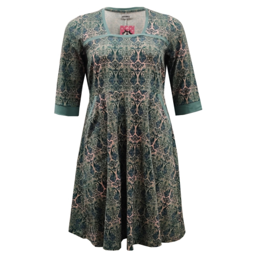 Mintgrøn plus size kjole med empiresnit. Genkei Mint Baroque