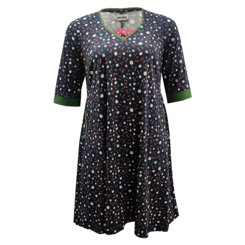 Plus Size Kjole Tulla Navy Cherry