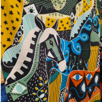 Silke Tørklæde 135 cm. x 135 cm. | Grøn hest