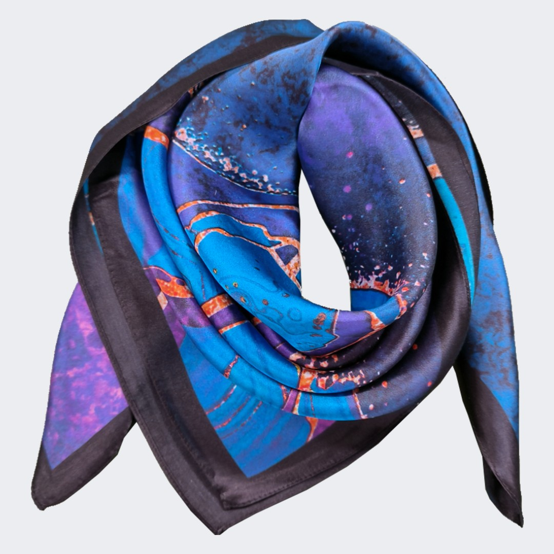 Silke Tørklæde 68 cm. x 68 cm. | Blue Stone