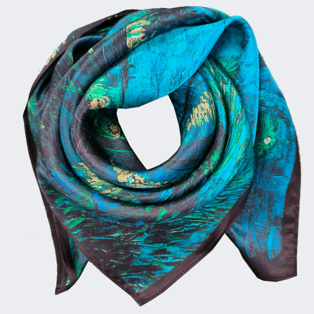 Silke Tørklæde 68 cm. x 68 cm. | Green Night